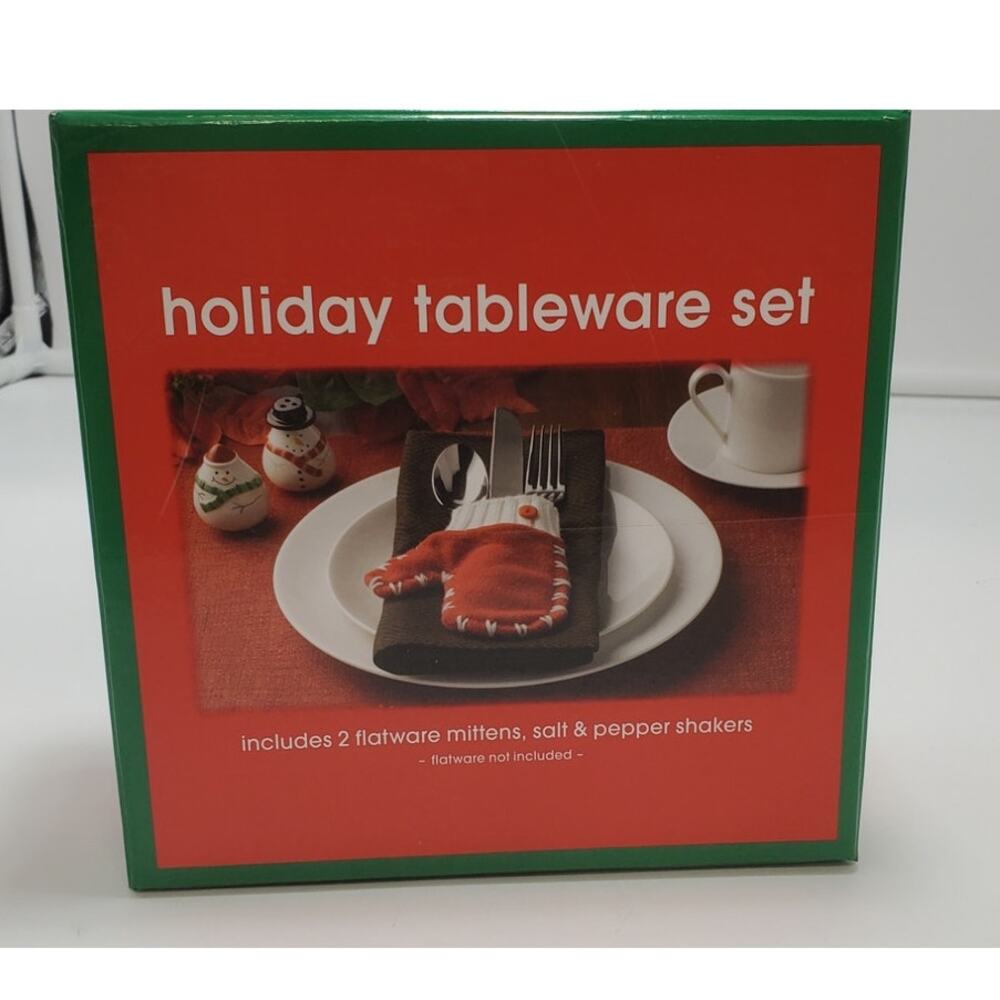 CIB Holiday Flatware Holder with Salt & Pepper Shakers  NEW
